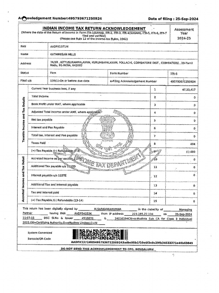 KM Itr 2024-25 | PDF