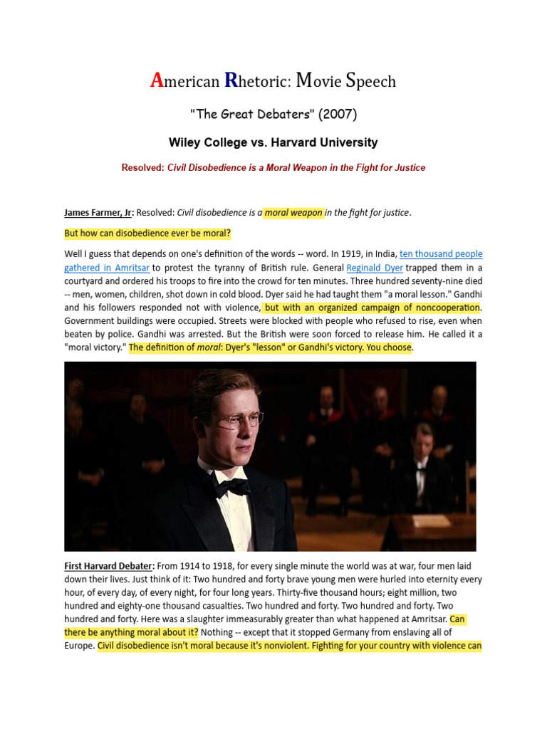 Great Debaters: Civil Disobedience Debate | PDF | Civil Disobedience ...