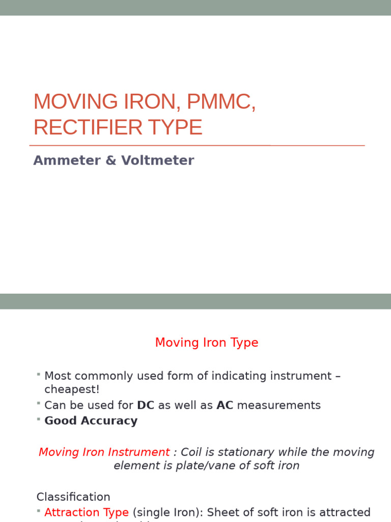 Moving Iron and PMMC Instruments Explained | PDF | Rectifier | Electricity