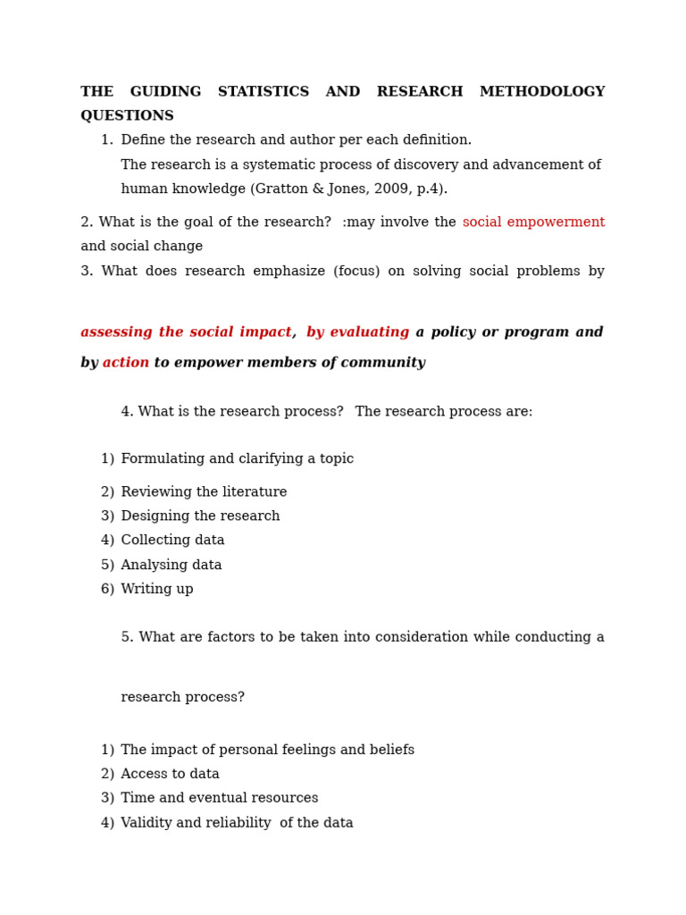 Research Methodology and Statistics Guide | PDF | Statistics | Data ...