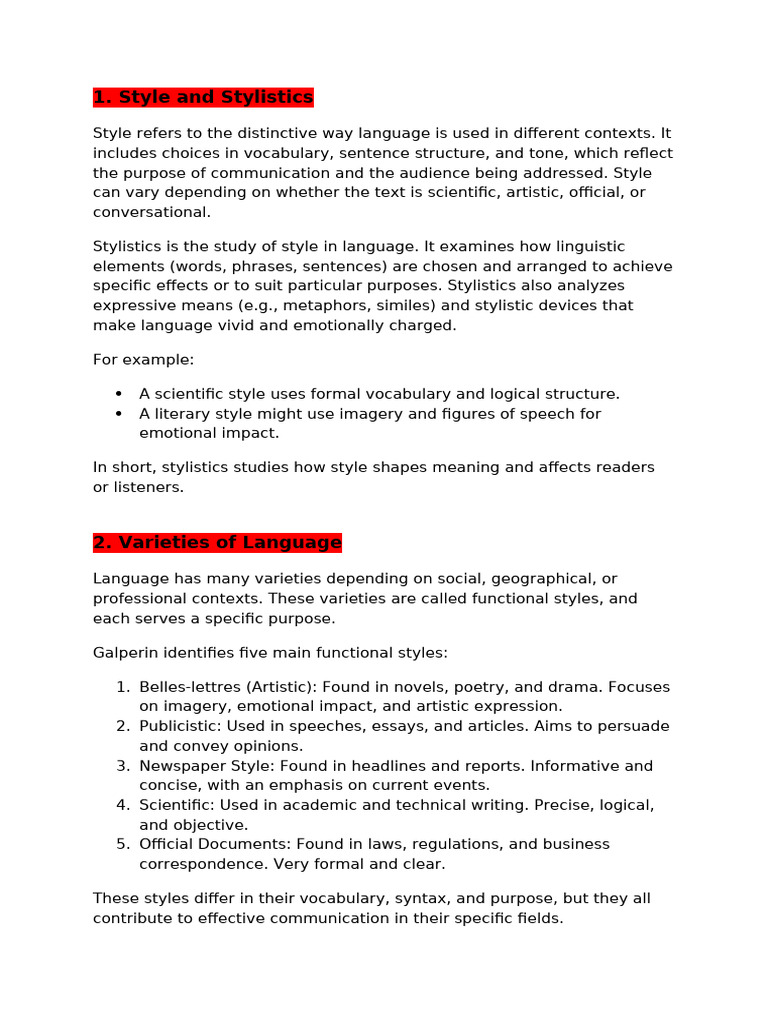 Understanding Language Style and Stylistics | PDF | Grammatical Tense ...