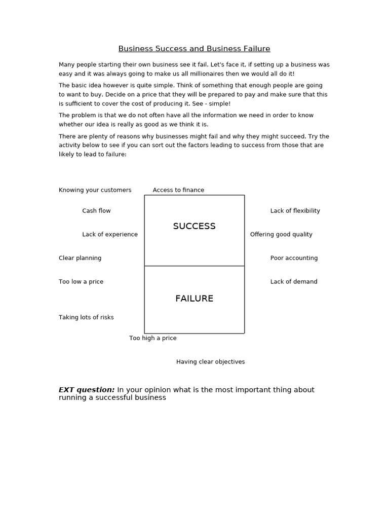 Factors in Business Success and Failure | PDF