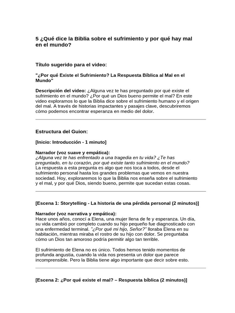 Sufrimiento y Mal: Respuesta Bíblica | PDF | Sufrimiento | Libro de trabajo