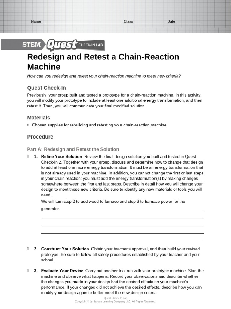 Redesigning a Chain-Reaction Machine | PDF | Prototype | Design