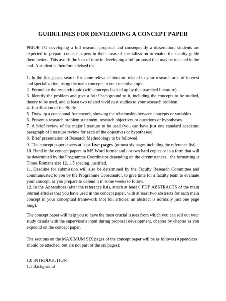 Guidelines For Developing A Concept Paper | PDF | Hypothesis | Methodology