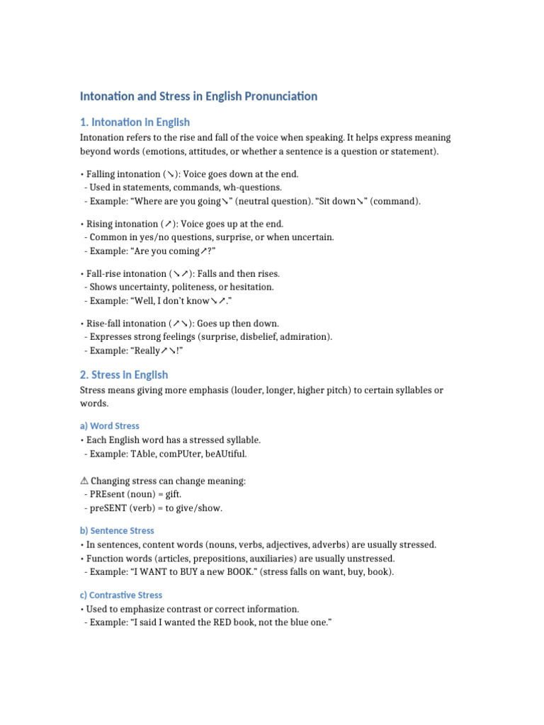English Intonation and Stress Guide | PDF