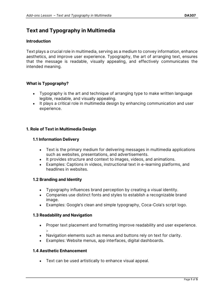 Typography in Multimedia Design Guide | PDF | Typefaces | Typography
