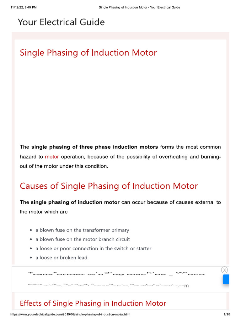 Single Phasing Of Induction Motor Your Electrical Guide Pdf