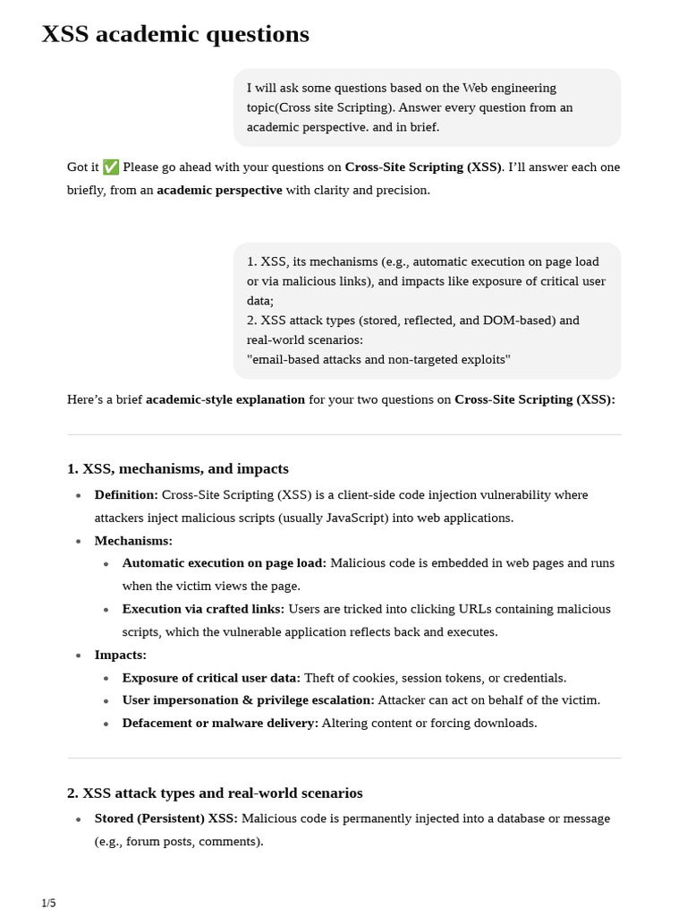 Academic Overview of XSS Vulnerabilities | PDF | Malware | Internet