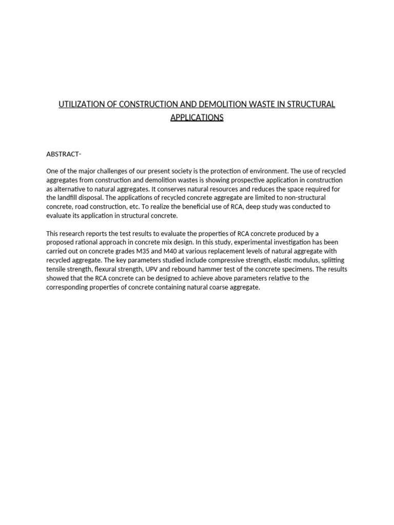 Utilization of Construction and Demolition Waste in Structural ...