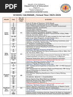 SCHOOL CALENDAR For SY 2025 - 2026 | PDF | Observances | Philippines