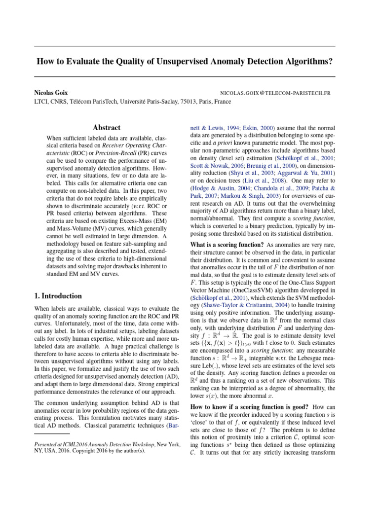 How To Evaluate The Quality of Unsupervised Anomaly Detection ...