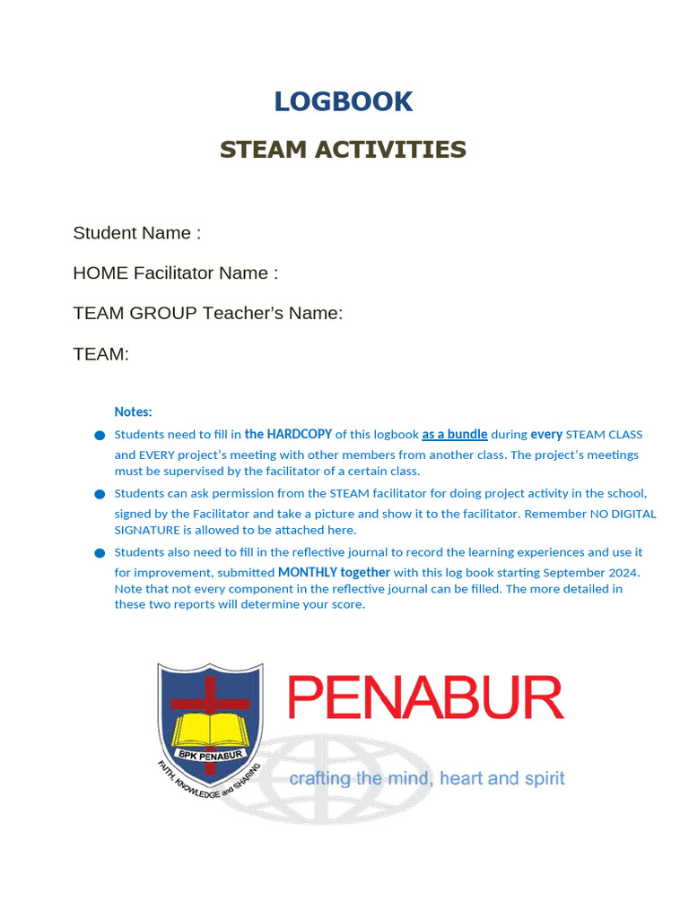 STEAM Activities Logbook Template | PDF