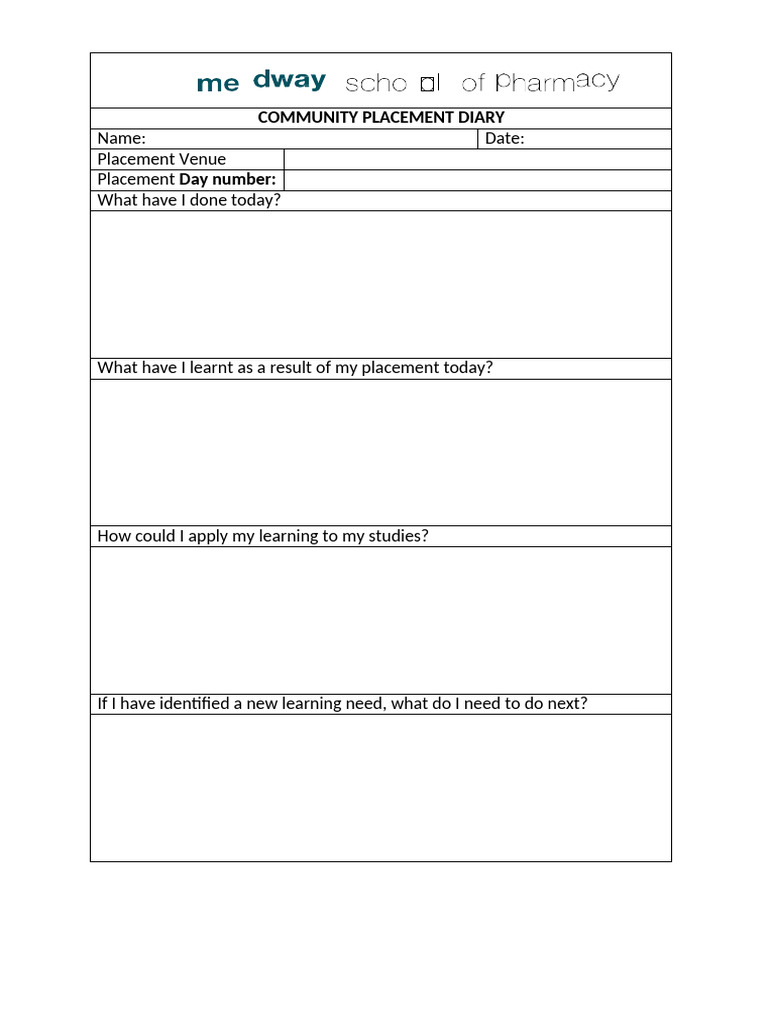 Community Placement Reflection Diary | PDF
