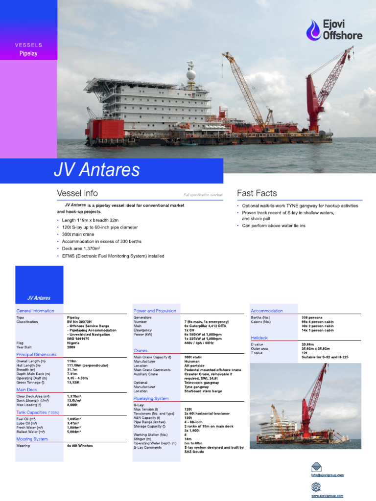 JV Antares Spec Sheet | PDF