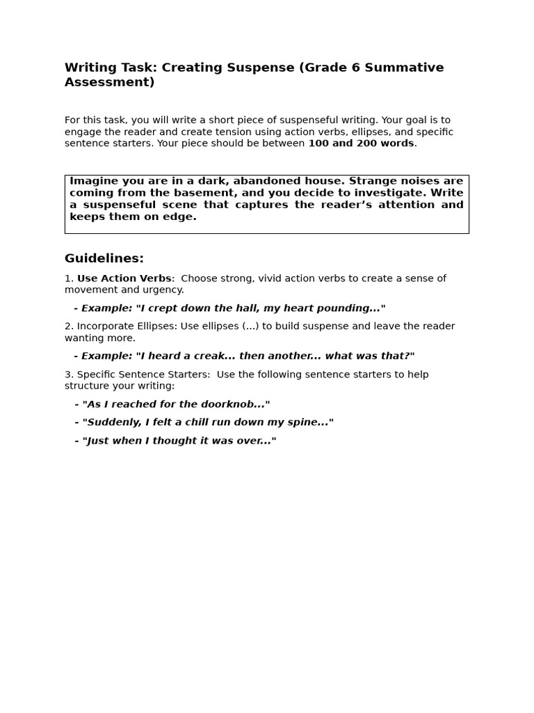Crafting Suspenseful Writing for Grade 6 | PDF