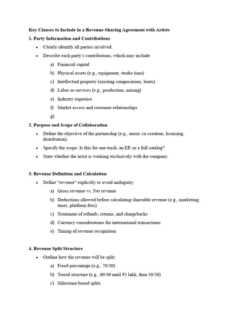 Key Clauses To Include in A Revenue | PDF | Revenue | Taxes