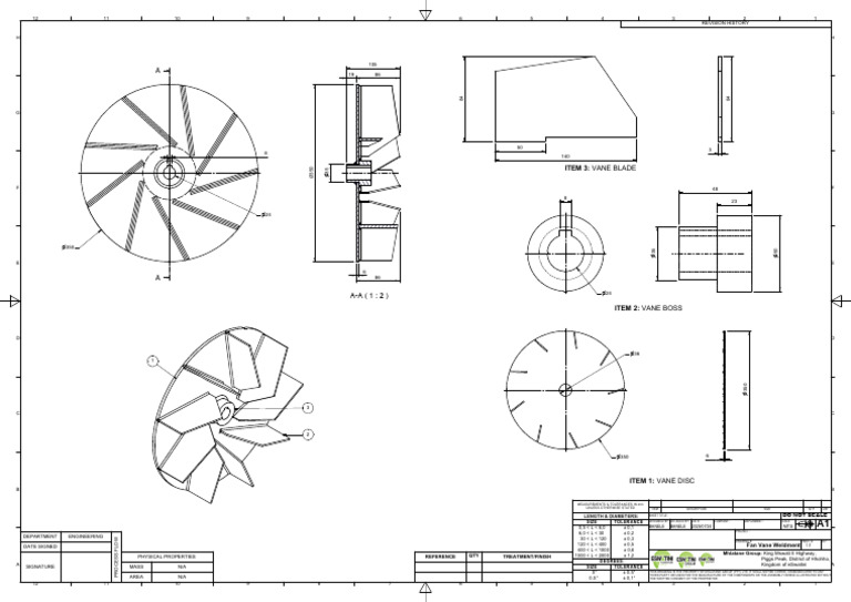 Fan Vane Weldment Engineering Drawing | PDF