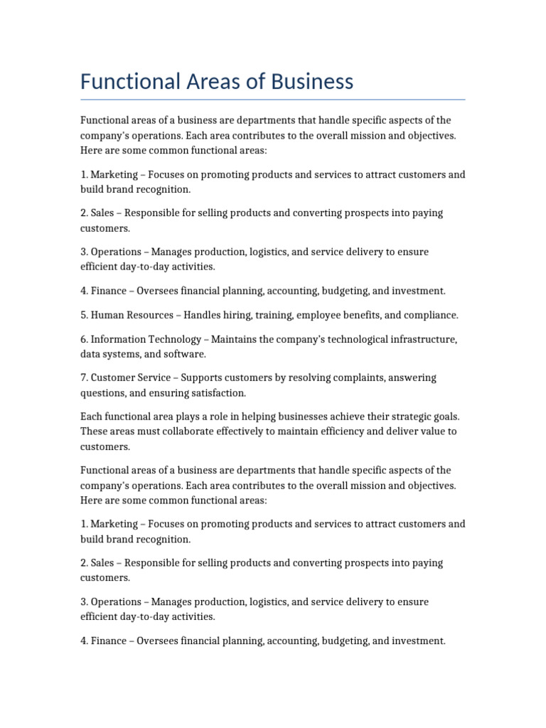 Key Functional Areas of Business | PDF | Human Resources | Business