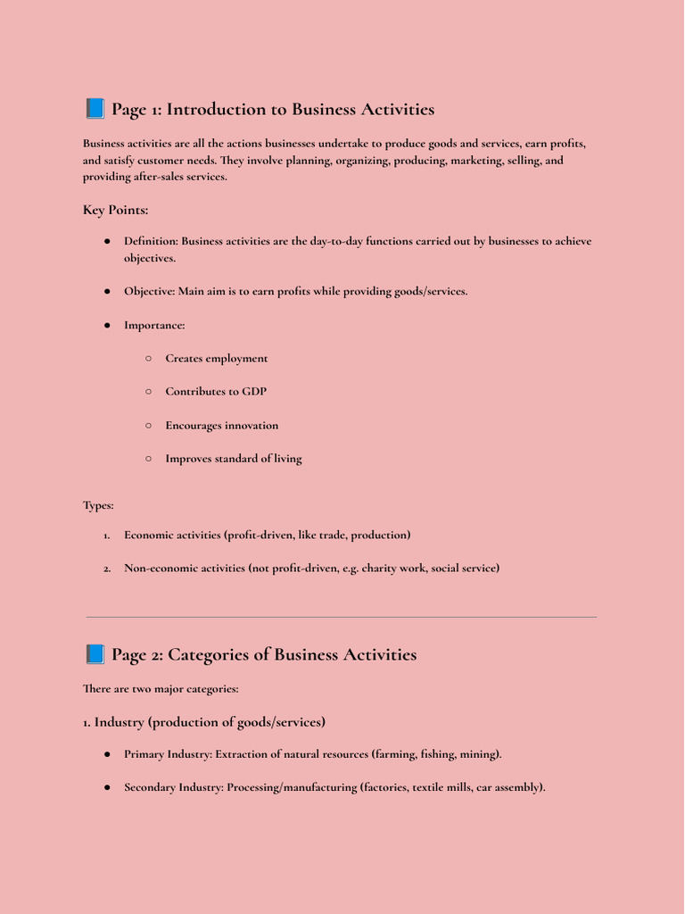 Overview of Business Activities | PDF | Business | Tertiary Sector Of ...