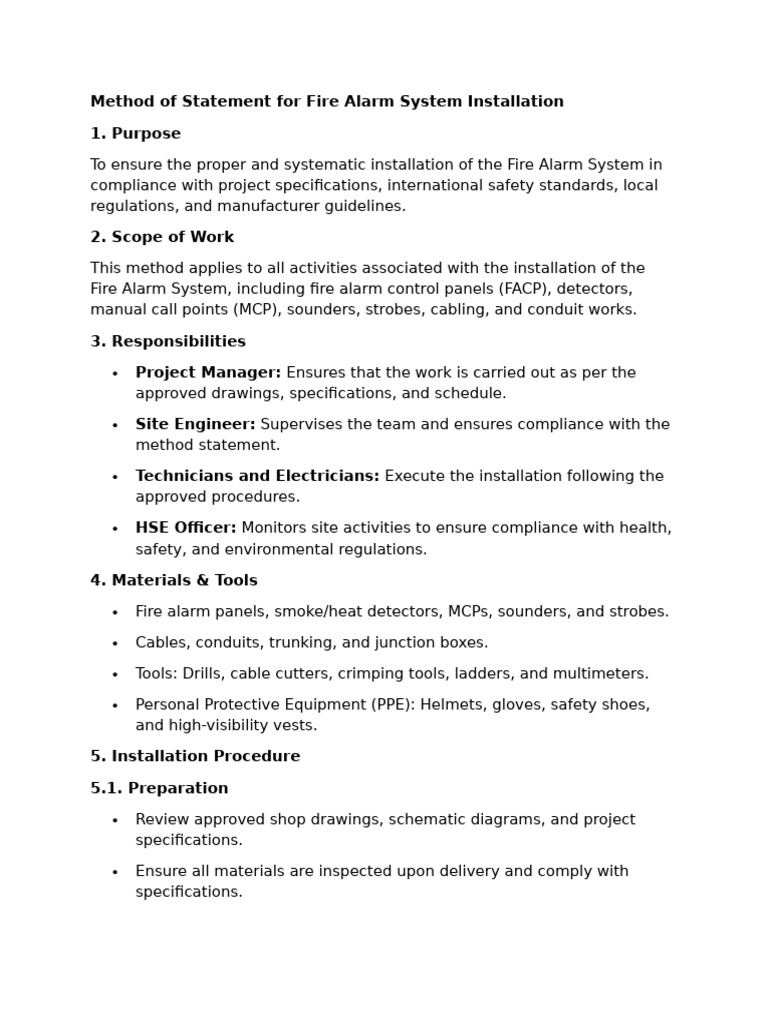 Fire Alarm System Installation Method | PDF | Safety
