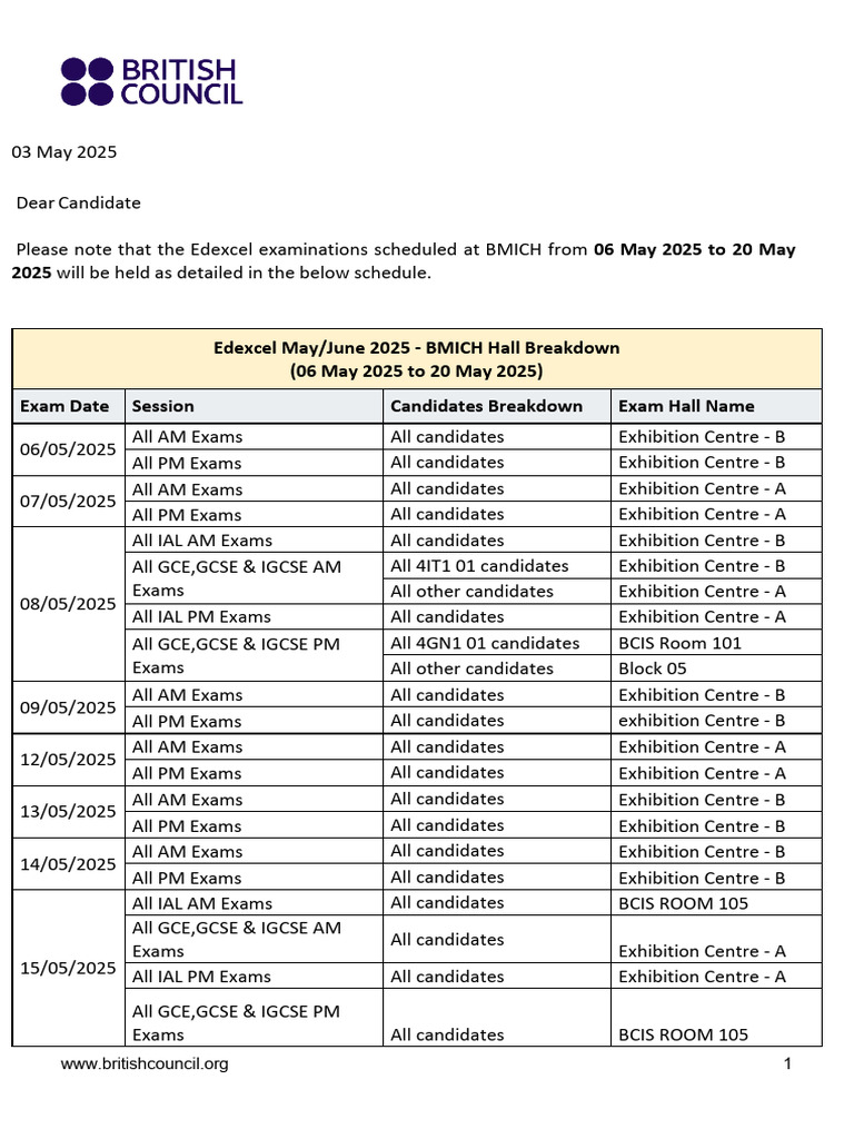 Edexcel Exam Schedule May 2025 | PDF | Career And Technical Education ...