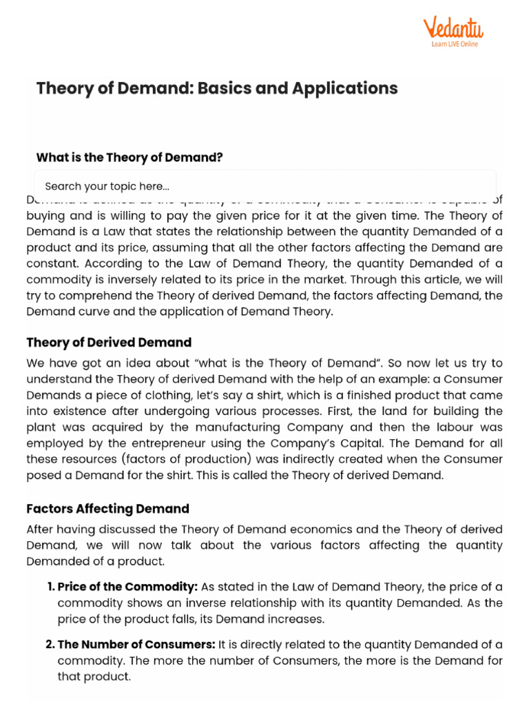 Theory of Demand - Basics and Applications | PDF