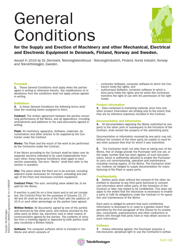 NLM 19E General Conditions for Equipment | PDF | Damages | Liquidated ...