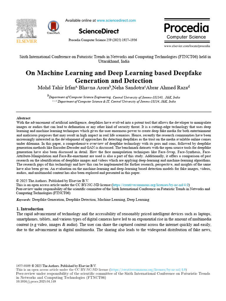 Deepfake Generation and Detection Insights | PDF | Machine Learning ...