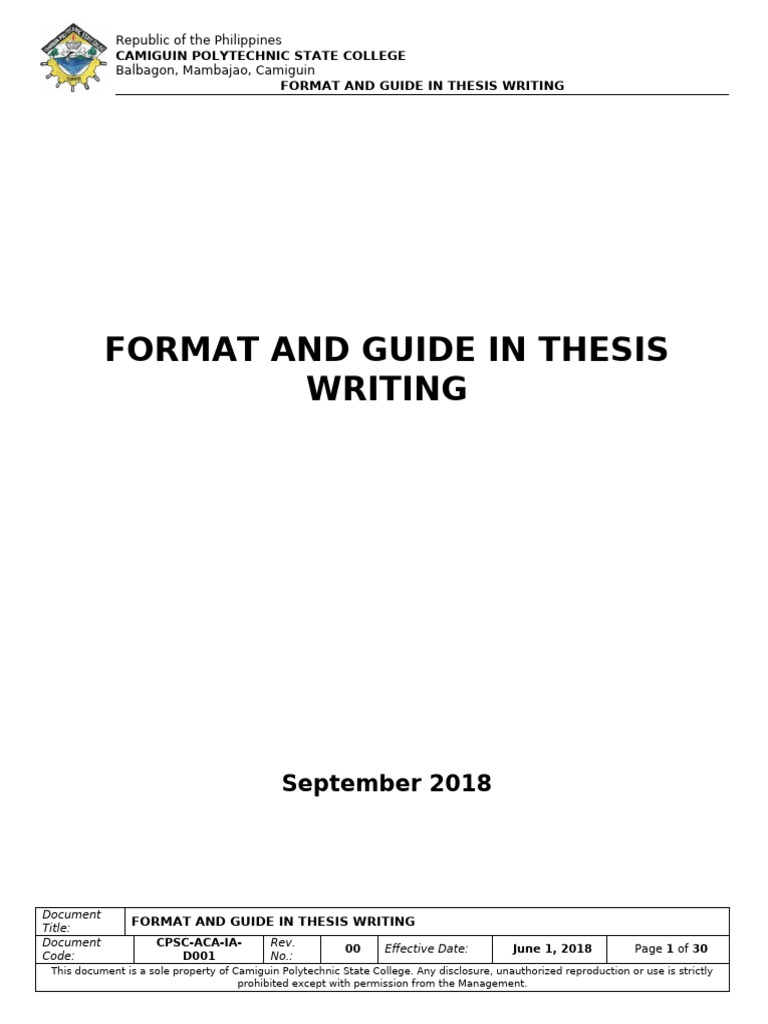 Thesis Writing Guide for CPSC Students | PDF | Thesis | Data