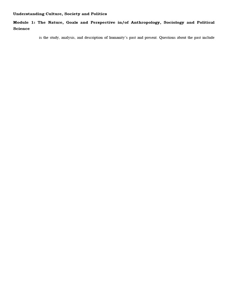Anthropology and Sociology Overview | PDF | Anthropology | Social Sciences