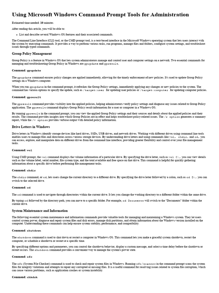 Windows CMD Tools for System Admins | PDF | Group Policy | Computer File