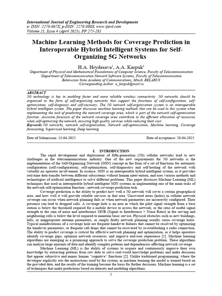 Machine Learning for 5G Coverage Prediction | PDF | Support Vector ...