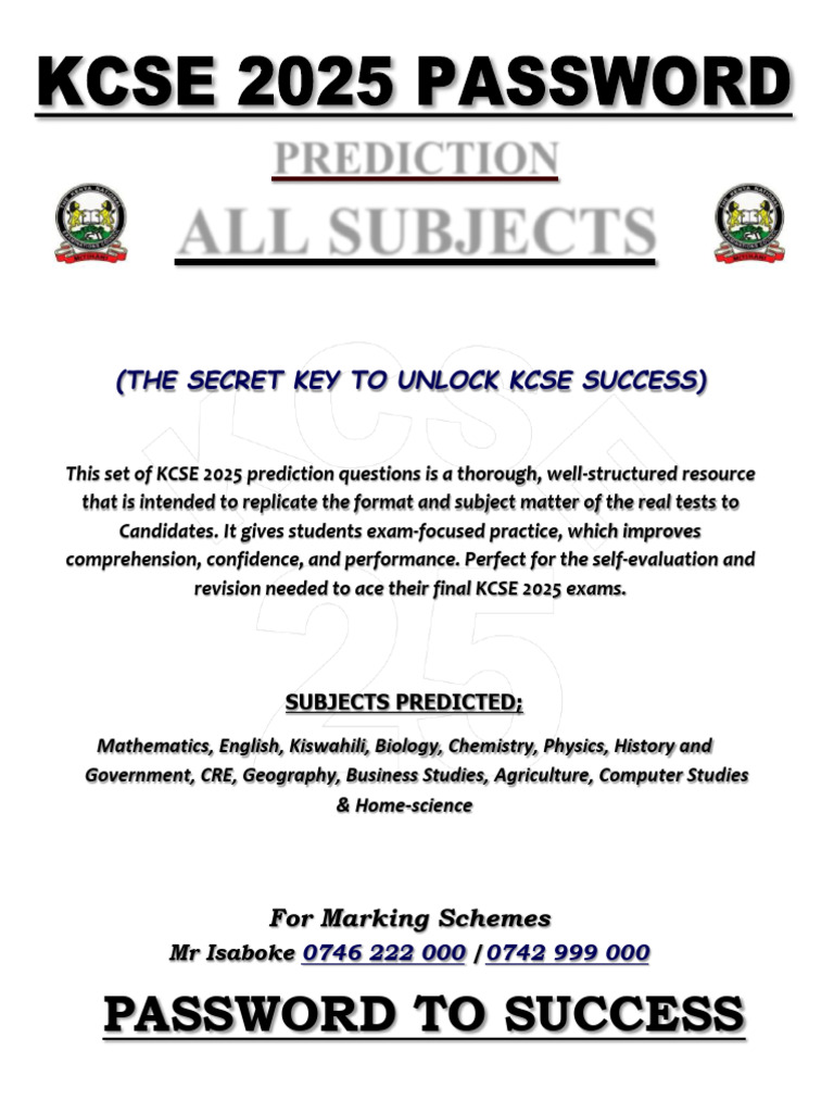 KCSE 2025 Password Prediction | PDF | Jesus | Ministry Of Jesus