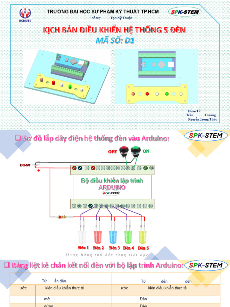 Kịch Bản Bài Lập Trình Arduino Mã Số d1-d9 | PDF