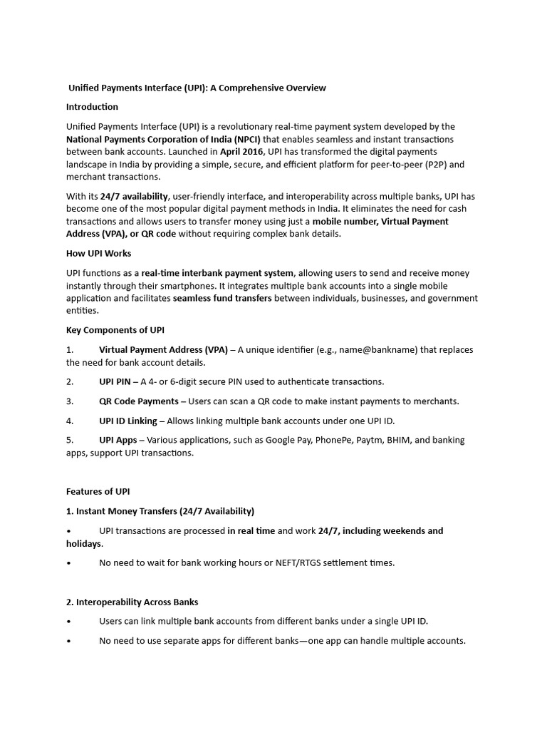 Overview of Unified Payments Interface | PDF | Banking Technology ...