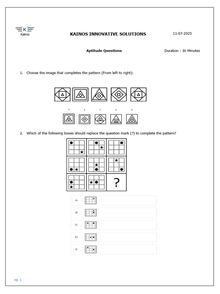 Aptitude Questions for Kainos Solutions | PDF | Chess Theory | Chess
