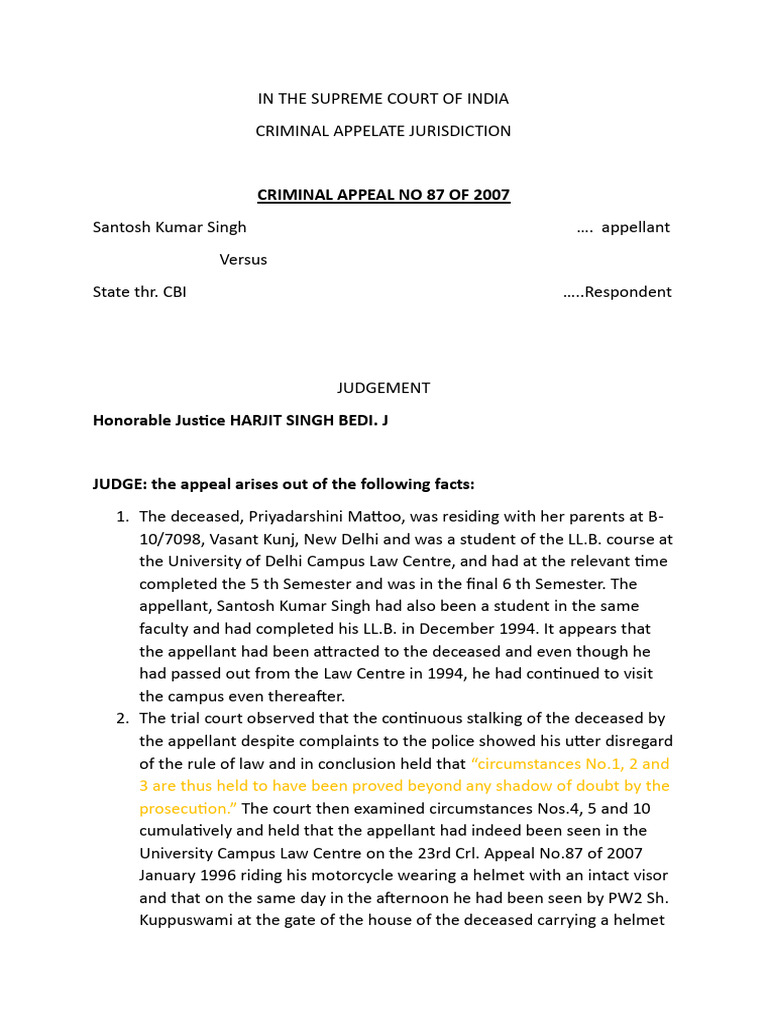 Supreme Court Ruling on Murder Appeal | PDF | Burden Of Proof (Law ...