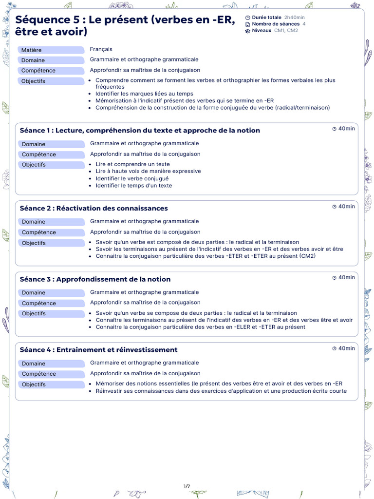 Conjugaison des verbes en -ER et être | PDF | Verbe | Conjugaison