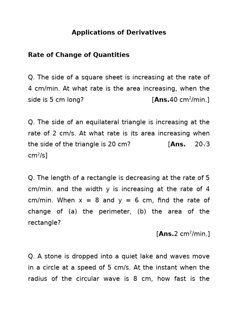 Derivatives - at A Rate Measure | PDF | Area | Triangle