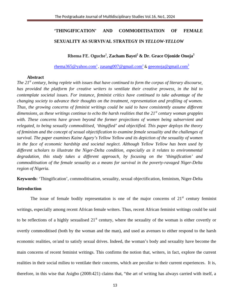 Thingification of Female Sexuality in Nigeria | PDF | Feminism | Gender ...