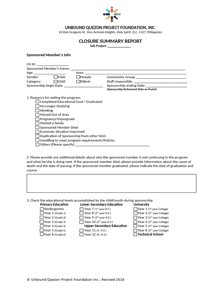 Closure Summary Report | PDF
