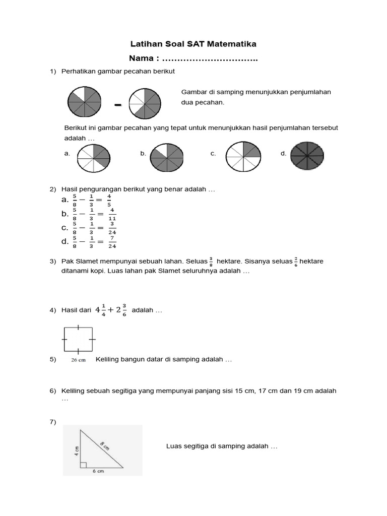 Latihan Soal Matematika SAT dan Pembahasan | PDF