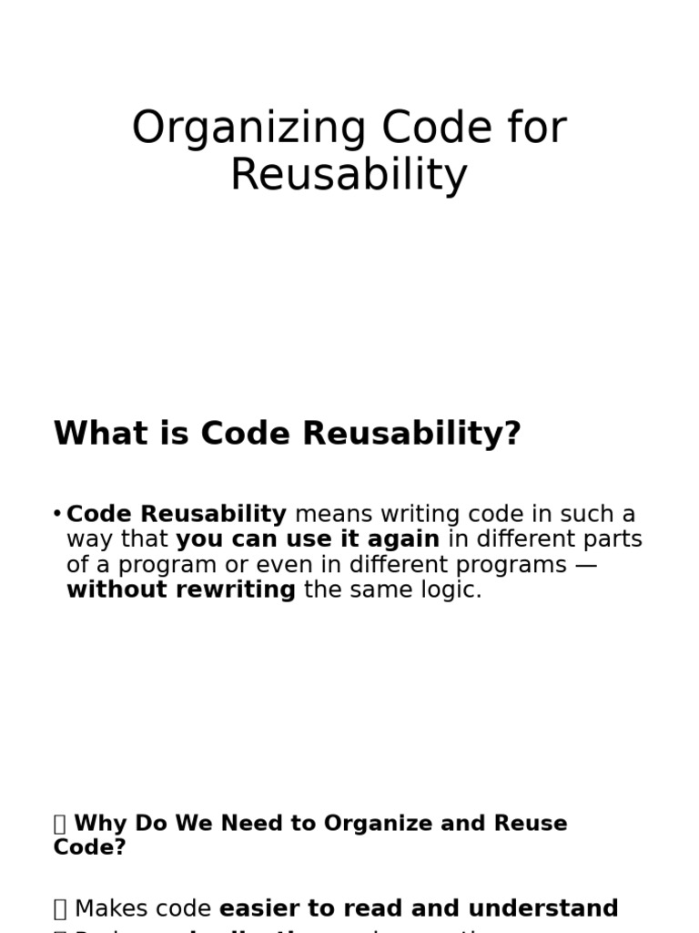 Code Reusability and Refactoring Guide | PDF | Parameter (Computer ...