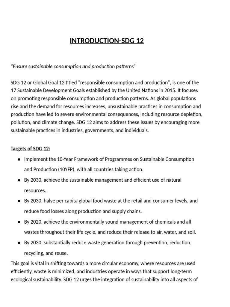 Understanding SDG 12: Sustainable Practices | PDF | Sustainability ...