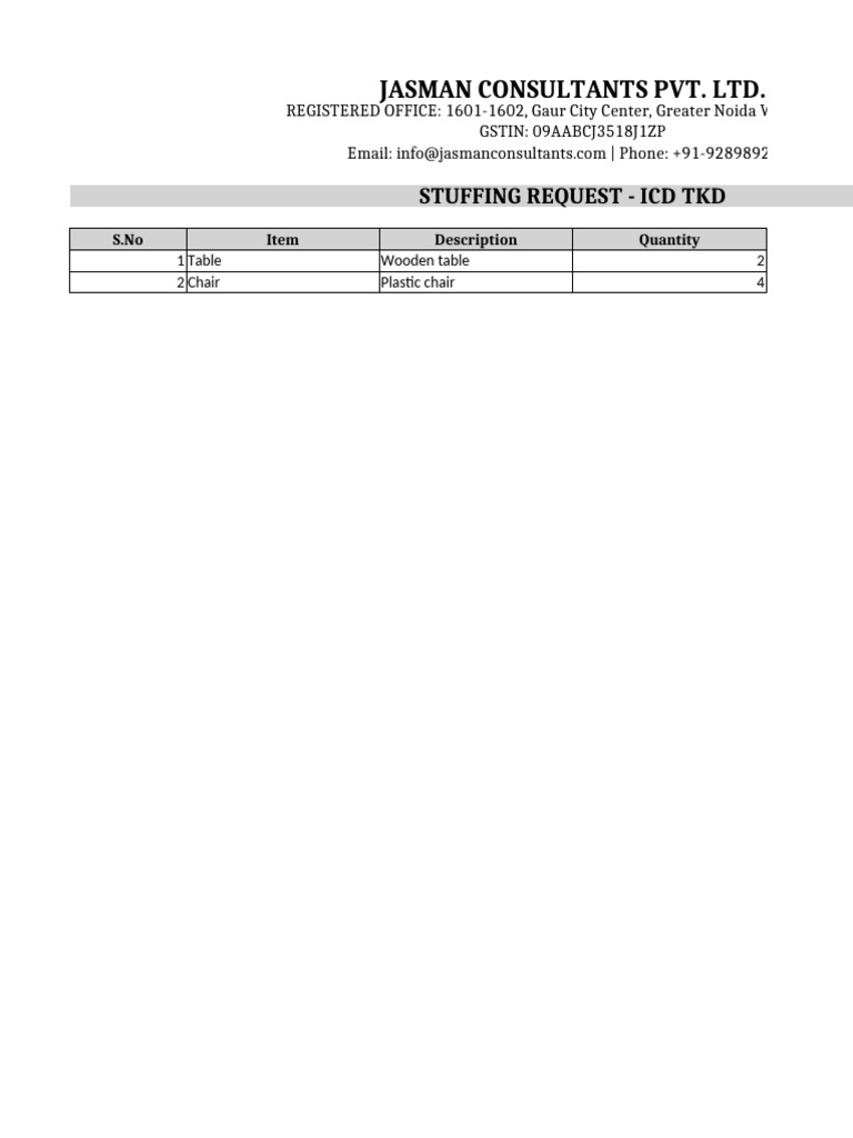 Stuffing Request | PDF