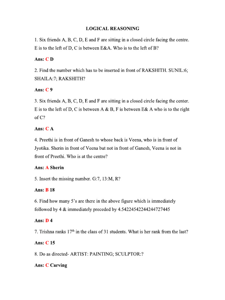 Logical Reasoning | PDF