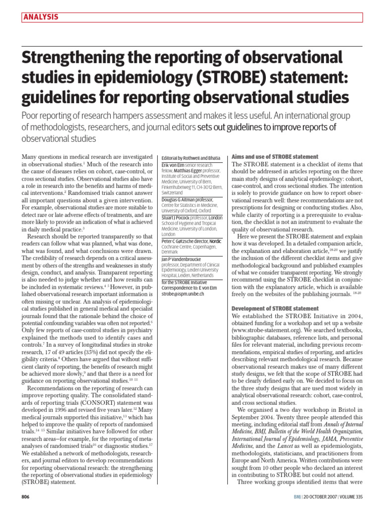 STROBE Checklist for Observational Studies | PDF | Cohort Study ...