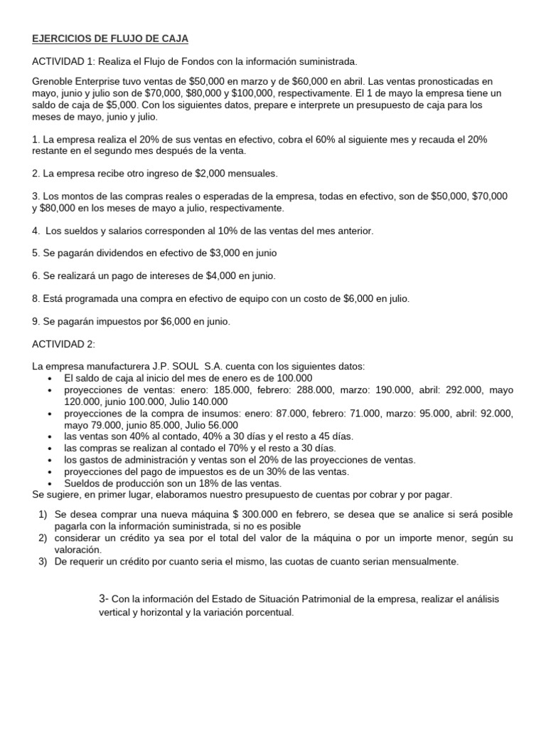 Ejercicios Prácticos de Flujo de Caja | PDF | Dinero | Corporaciones