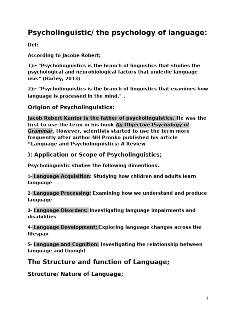 Psycholinguistics - by Khalid (Incomplete) | PDF | Language Acquisition ...